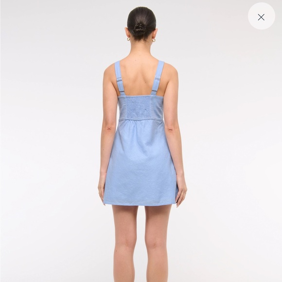 Abercrombie & Fitch V-Neck Linen Blend Dress in Size Medium in Sky Blue - Picture 2 of 6